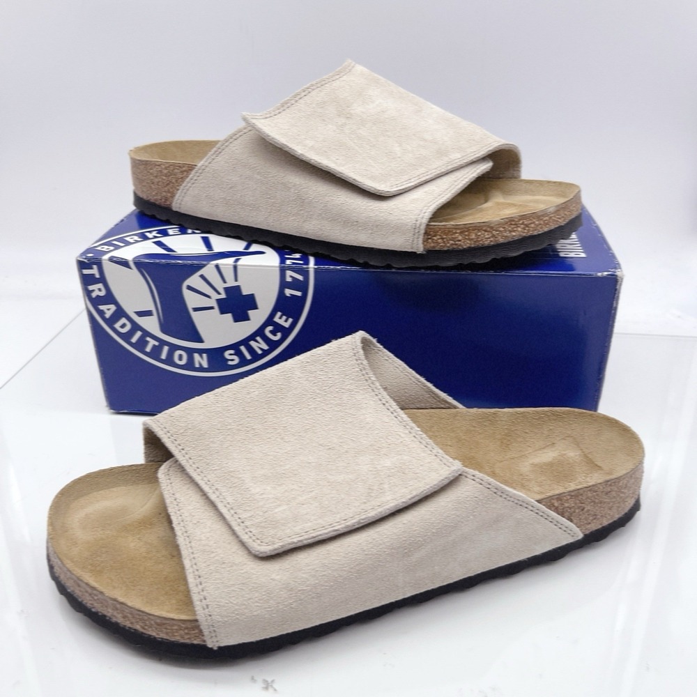 Birkenstock Solana Mens Slides Flip Flops Sandals Oyster Beige Suede EU 44 US 11